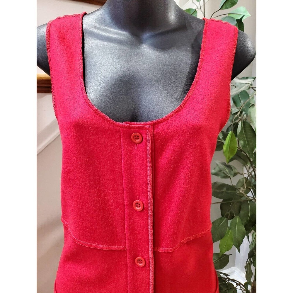 Vtg Dick Schulman Solid Red Polyester Scoop Neck Sleeveless Midi Length Dress 10 View 6